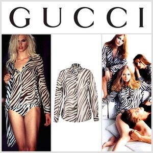 TOM FORD For GUCCI S/S 1996 Zebra Blouse Top Size Small S VINTAGE RARE